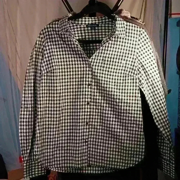 Tommy Hilfiger black and white checked shirt button down size S - Picture 1 of 8